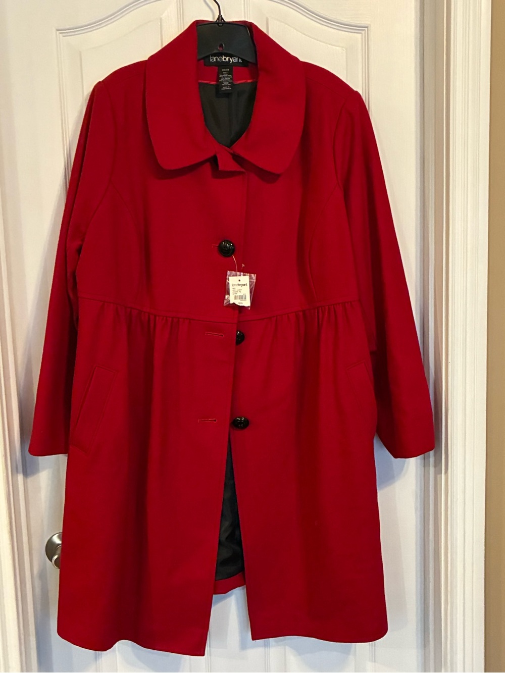 Lane Bryant Vibrant Red Wool Blend Pea Coat Size 22/24